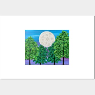 Moon With Trees Posters and Art